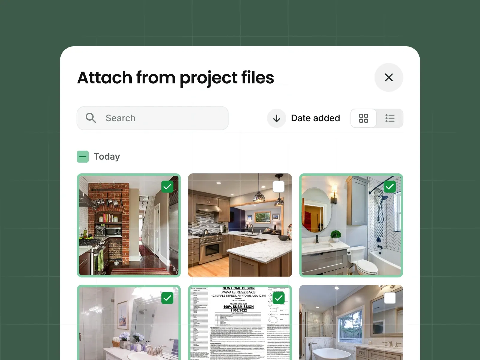 Screenshot of file attachments