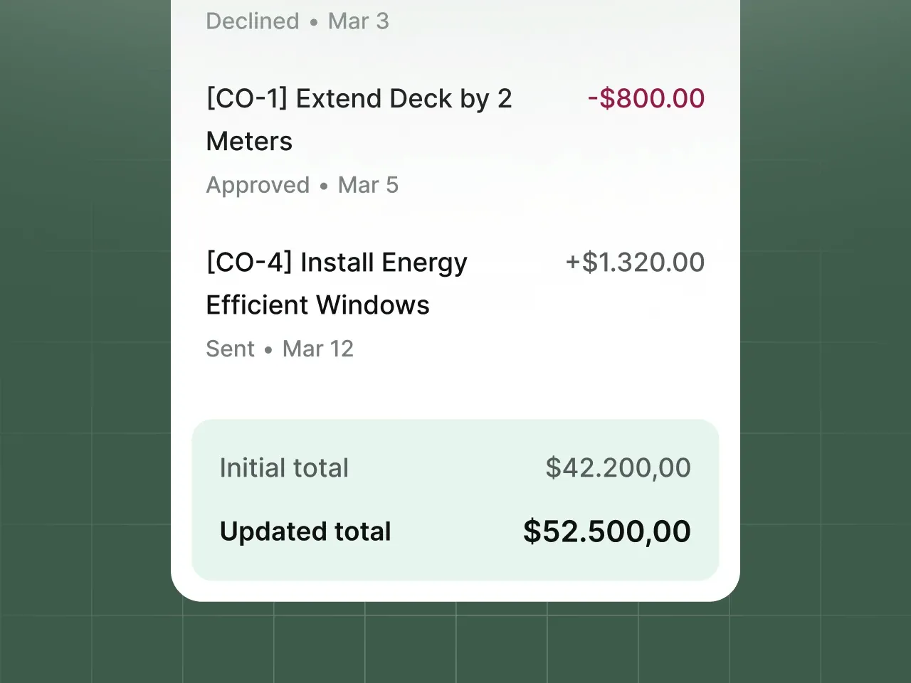 Change Orders screenshot
