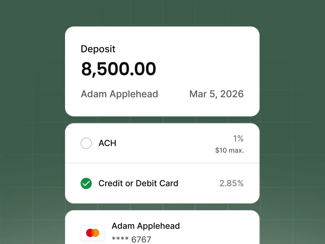 Invoicing screenshot