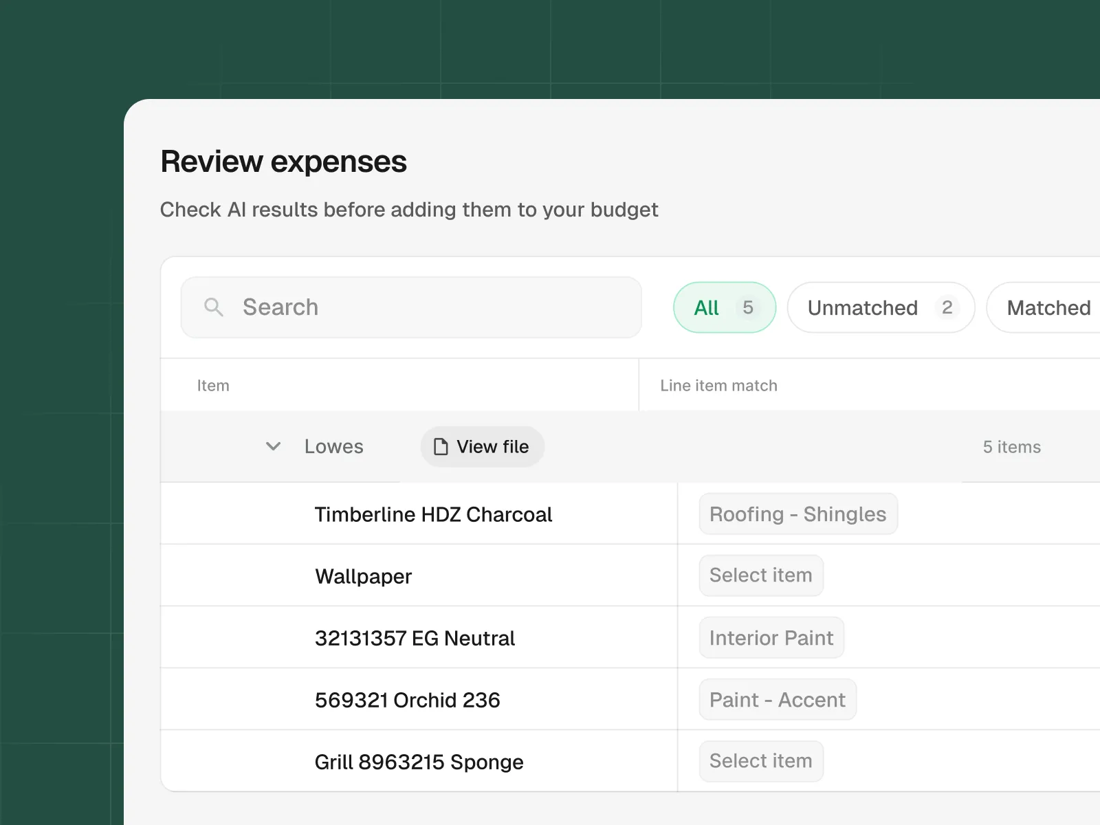 AI Budget Tracking screenshot