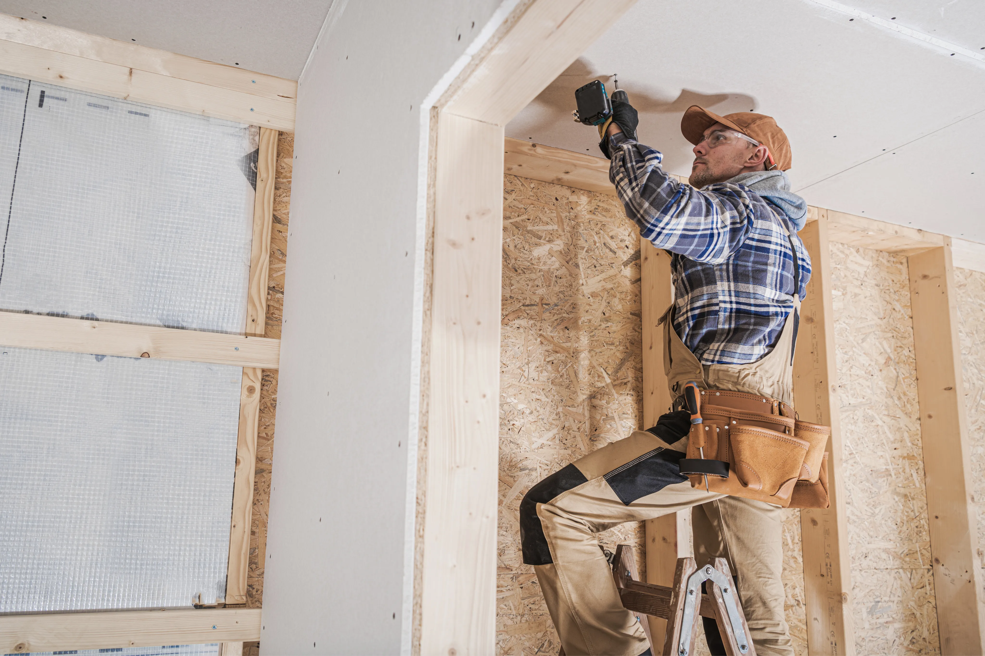 Contractor at work on a residential build