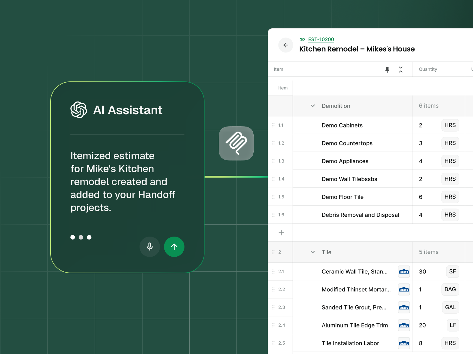 Handoff app screenshot
