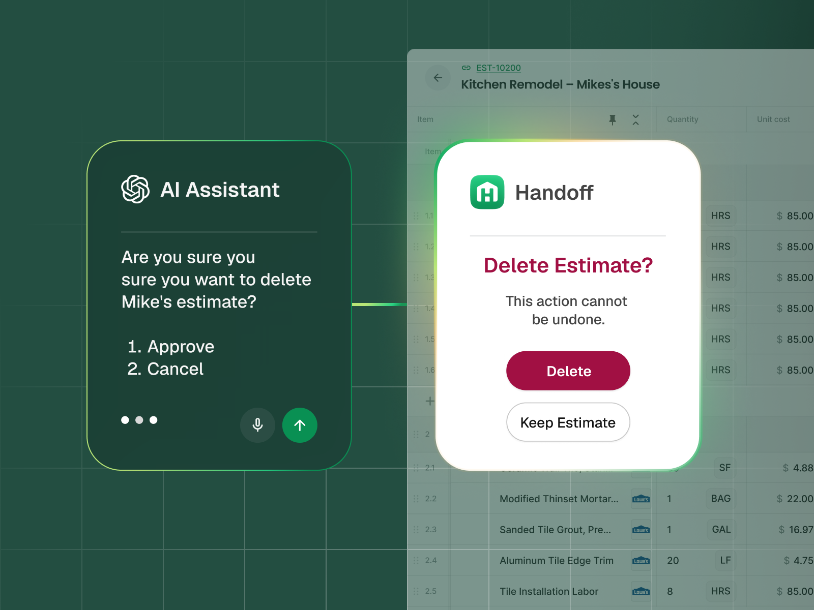 Handoff app screenshot