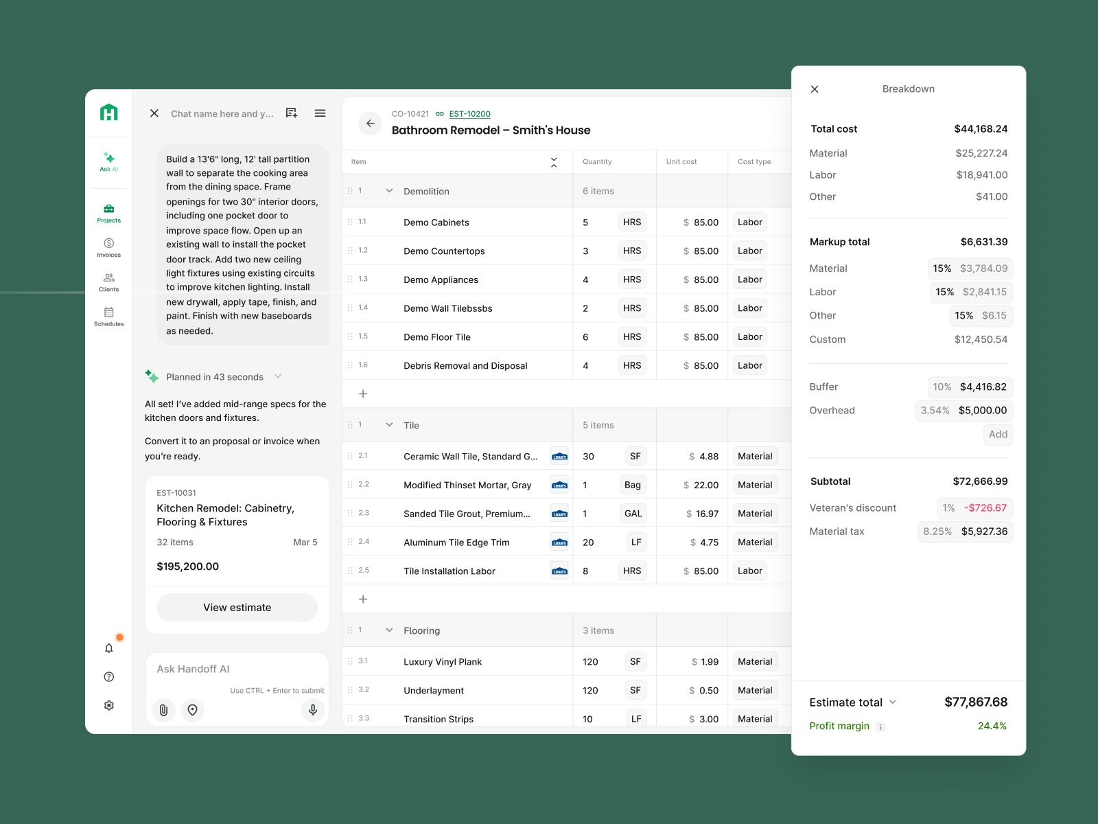 Handoff app screenshot