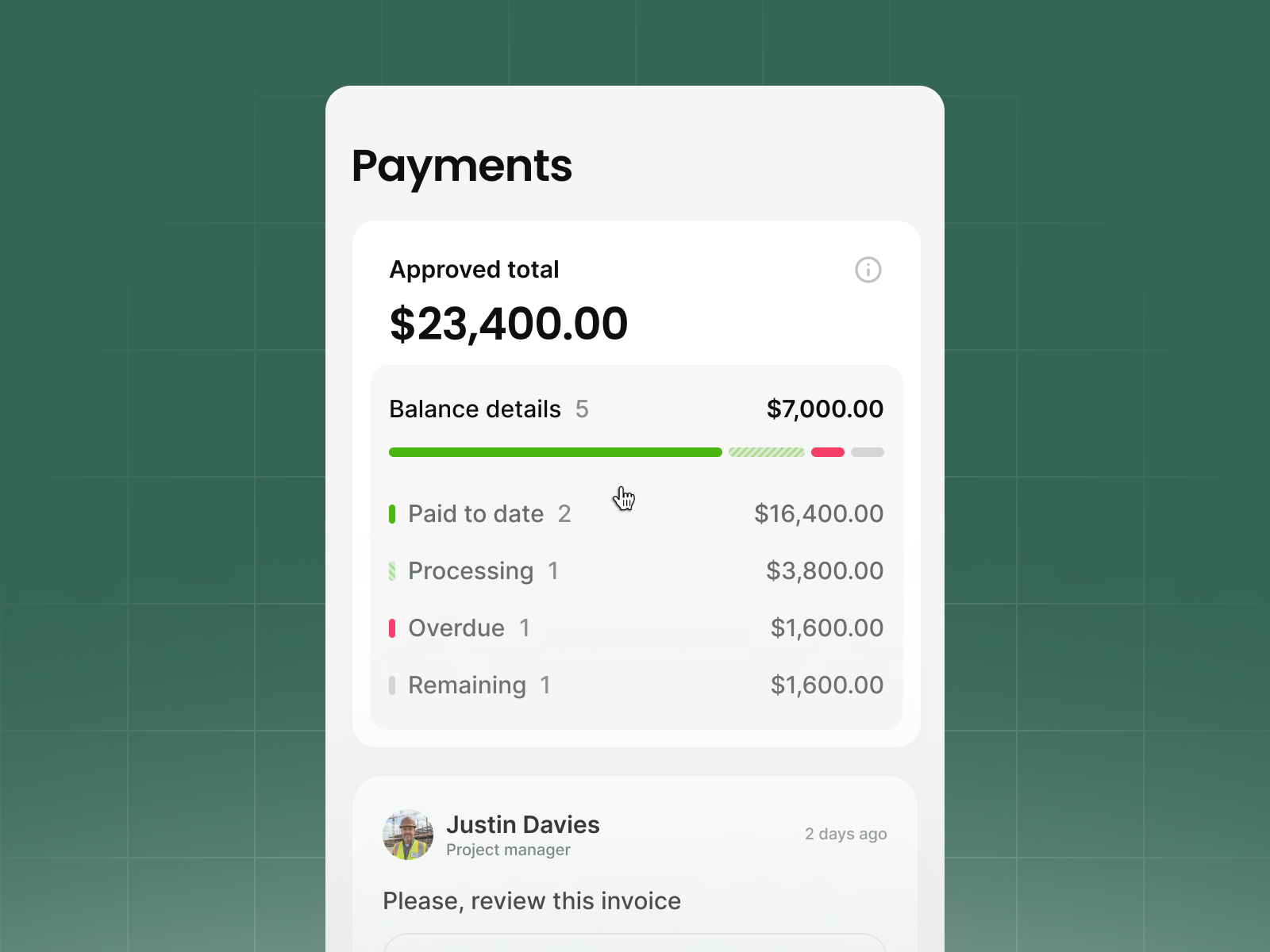 Handoff app screenshot
