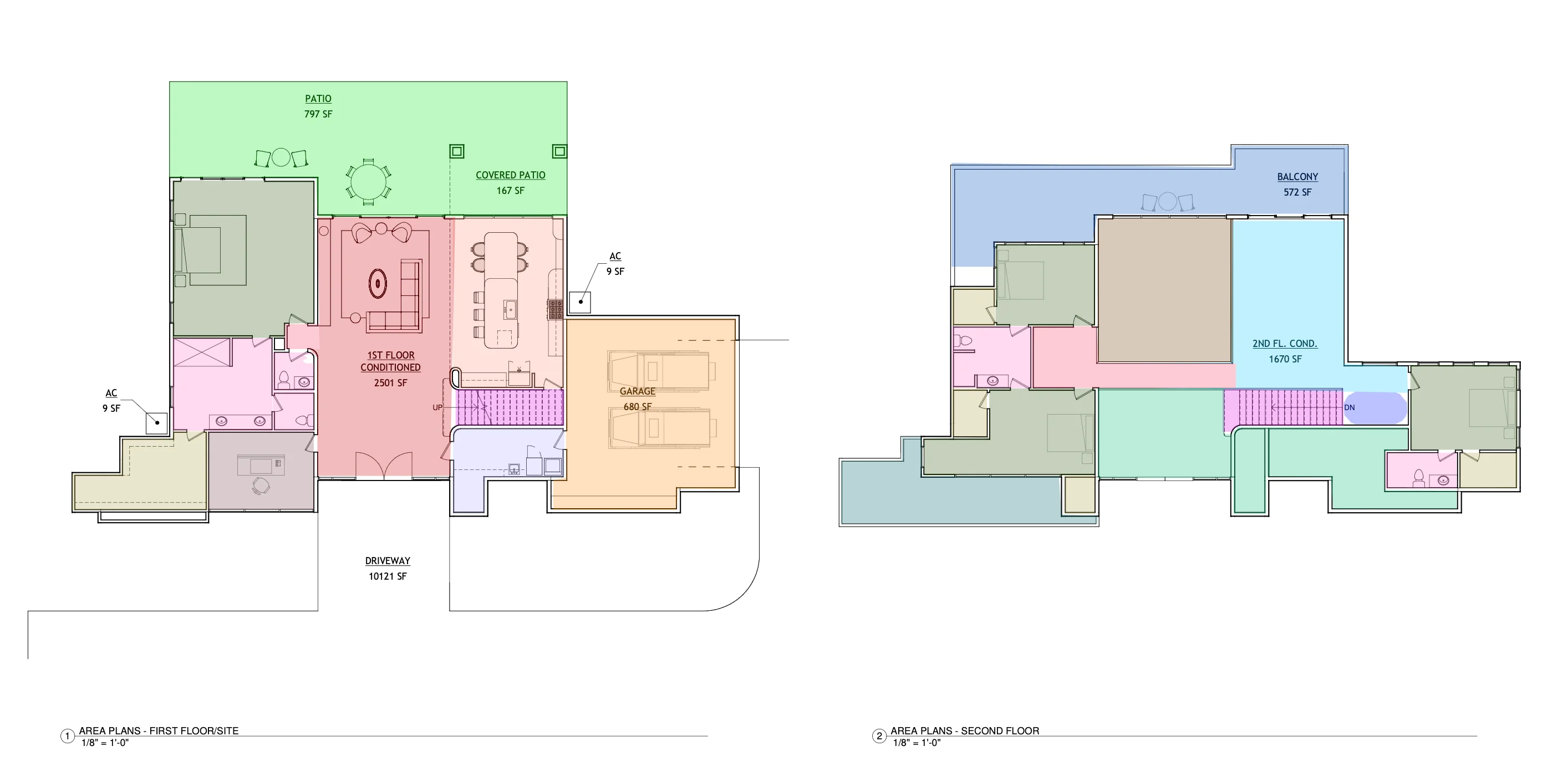 Two floor plans with every detected room shaded in a different color. A few rooms contain furniture or a label; most have no context at all.